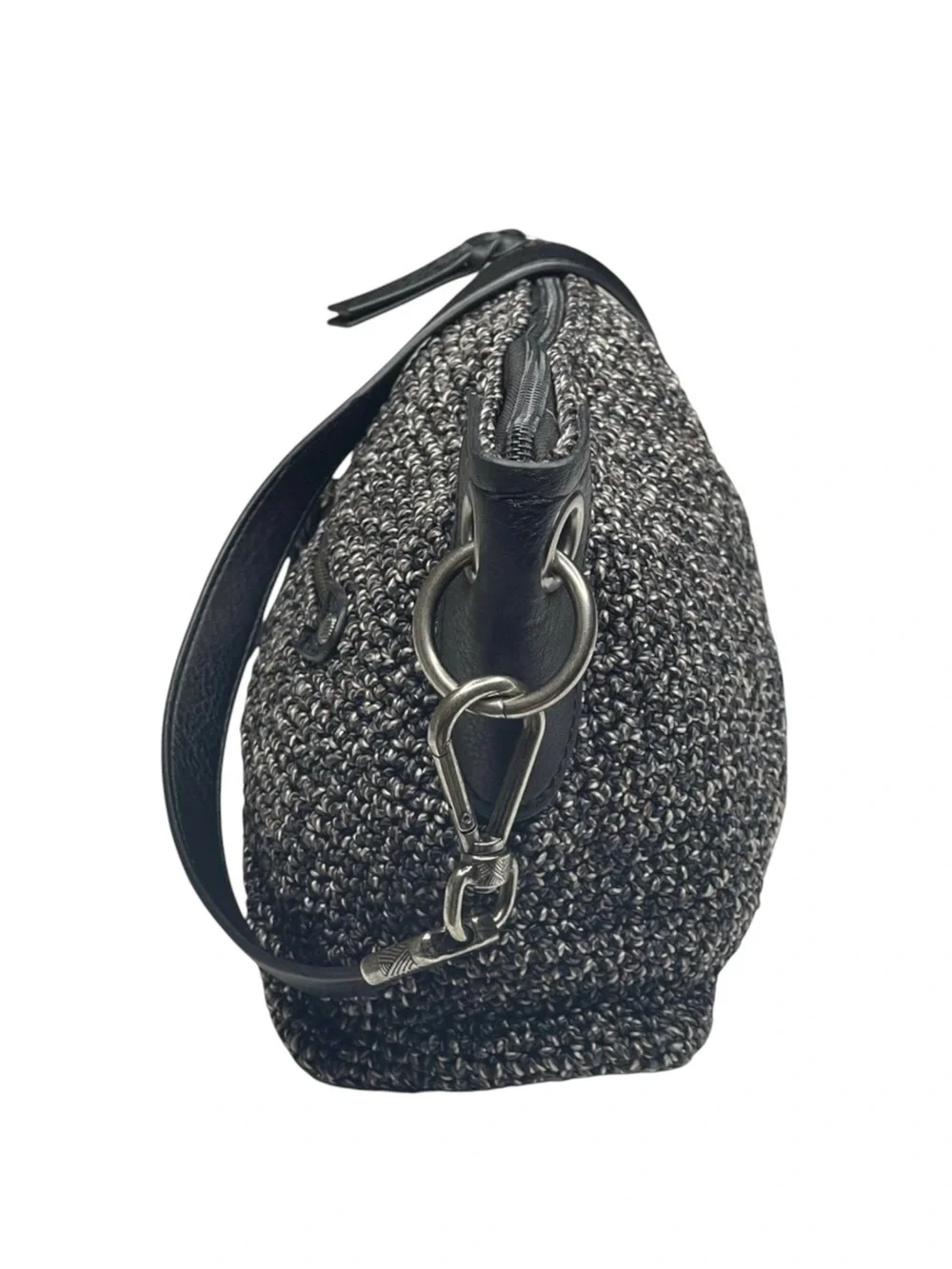 new The Sak ᯾ Indio Small Crochet Tote Handbag Bag ᯾ Urban Static Charcoal Knit